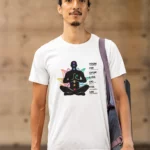 Herren beschriftetes Meditation Sieben Chakren Lotus Namaste Yoga T-Shirt